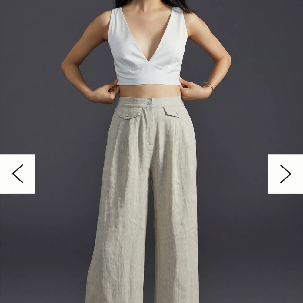 Women's Beige Wide-Leg Pants